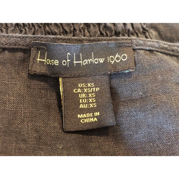 House of Harlow 1960 Square Neck Cropped Linen Top in Black  Size XS EUC - Picture 4 of 6